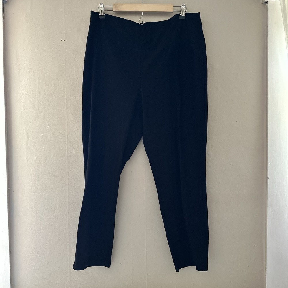 Eileen Fisher Womens Pull On Pants Size L Black Capsule Straight Leg Minimalist